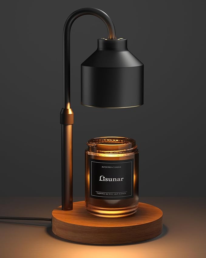LISUNAR Electric Candle Warmer Lamp Black Adjustable Height Timer