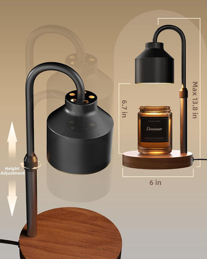 LISUNAR Electric Candle Warmer Lamp Black Adjustable Height Timer